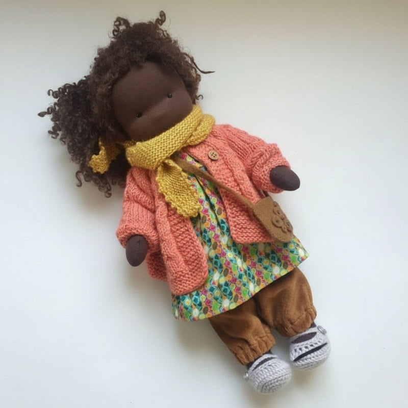 Handmade Waldorf Doll Made of Cotton 28 cm – Soft and Cute for Creative Play