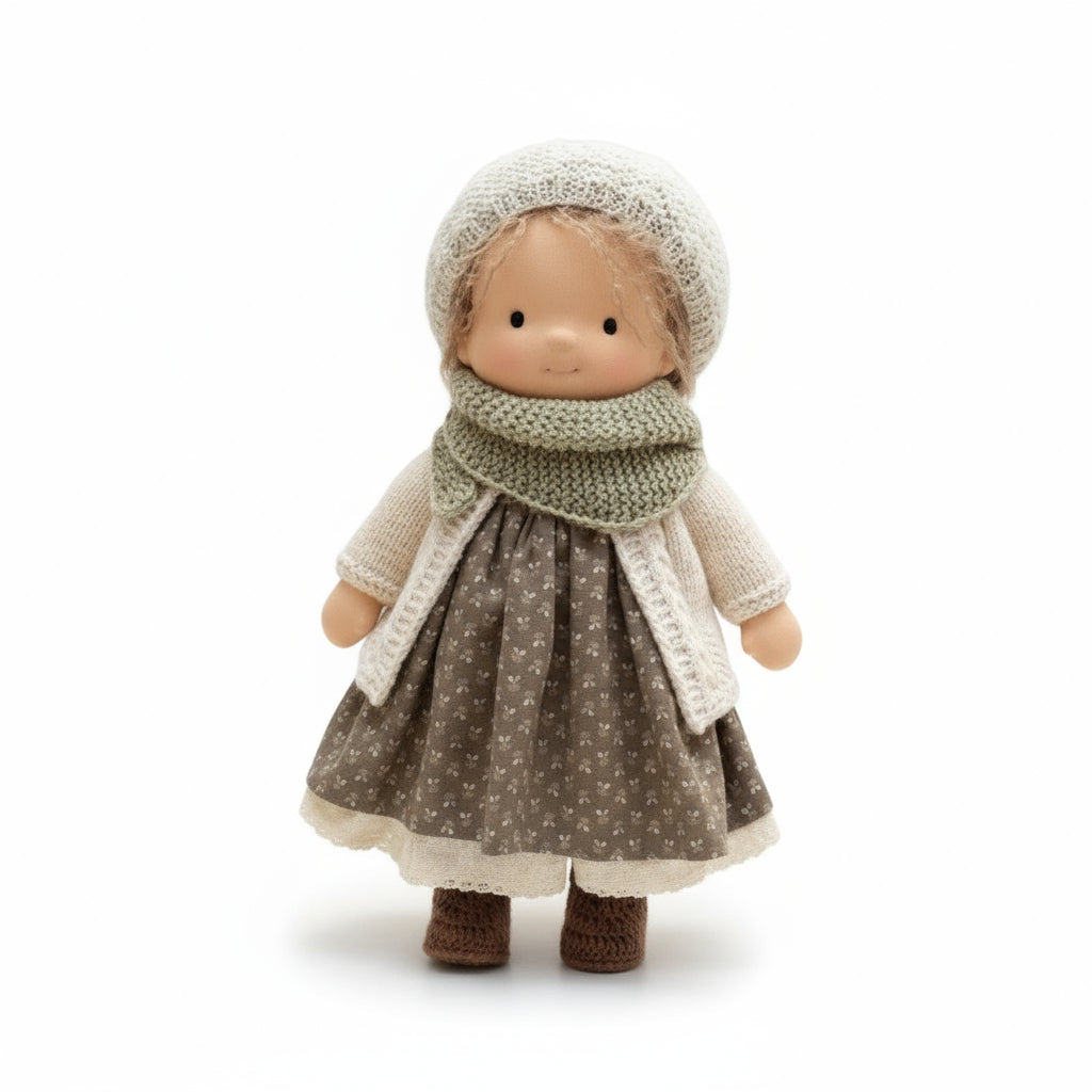Handmade Waldorf Doll Made of Cotton 28 cm – Soft and Cute for Creative Play