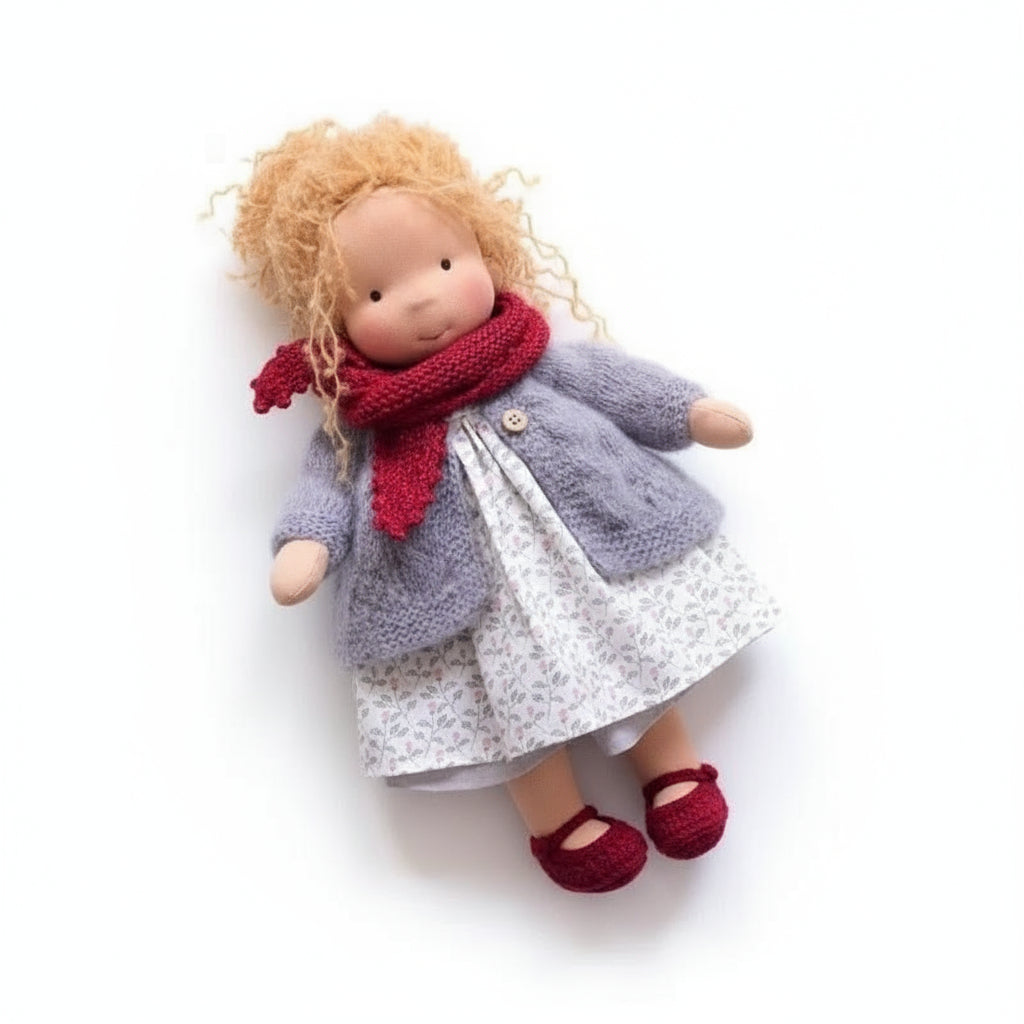 Handmade Waldorf Doll Made of Cotton 28 cm – Soft and Cute for Creative Play
