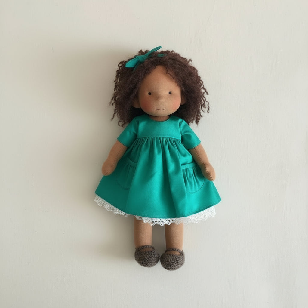 Handmade Waldorf Doll Made of Cotton 28 cm – Soft and Cute for Creative Play