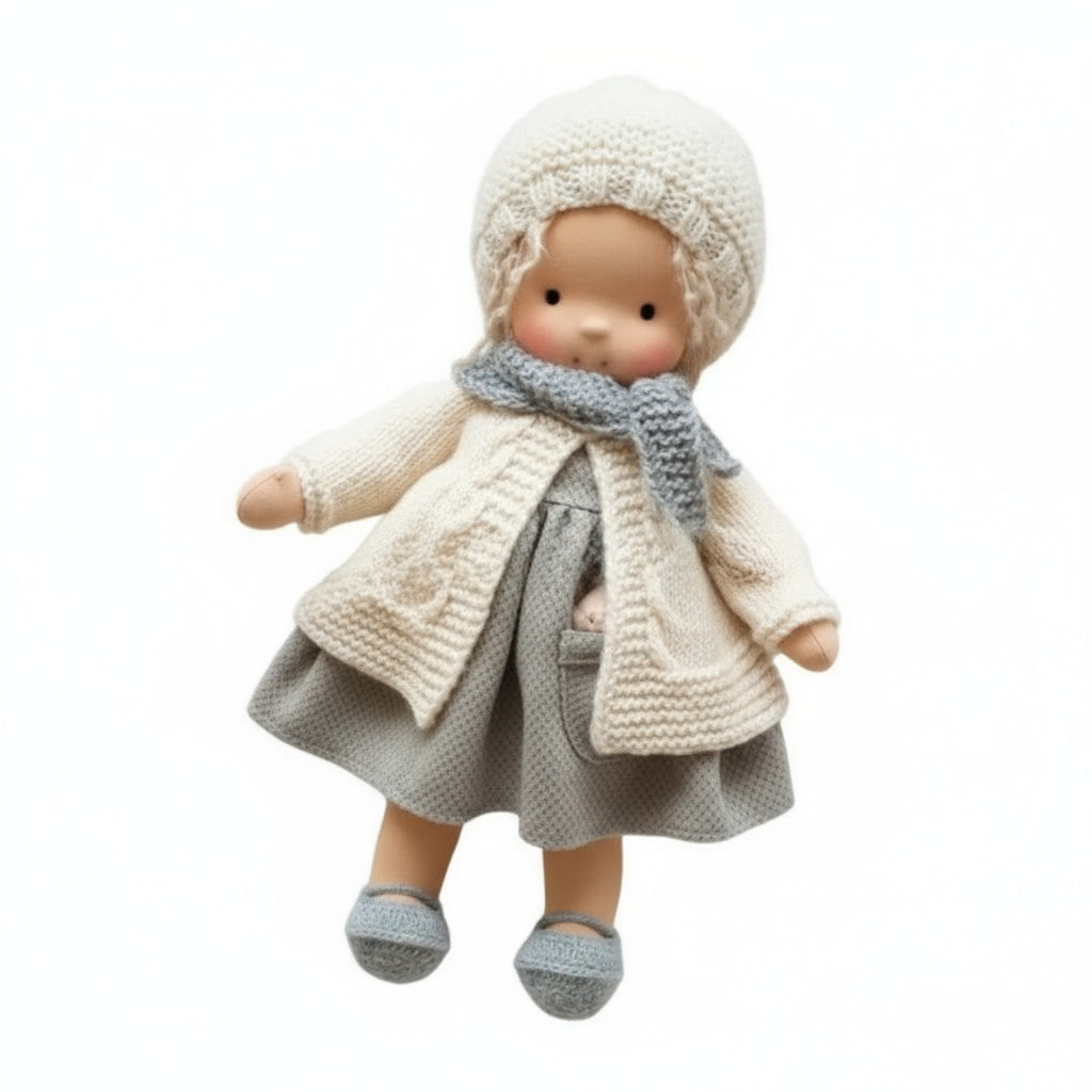 Handmade Waldorf Doll Made of Cotton 28 cm – Soft and Cute for Creative Play
