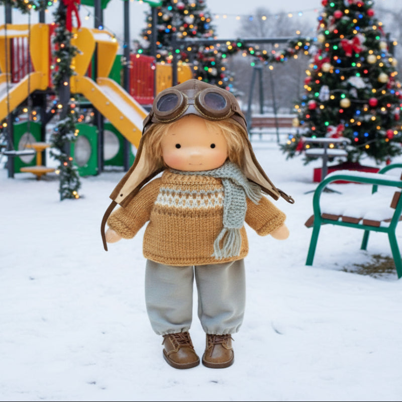 Handmade Waldorf Doll Made of Cotton 28 cm – Soft and Cute for Creative Play