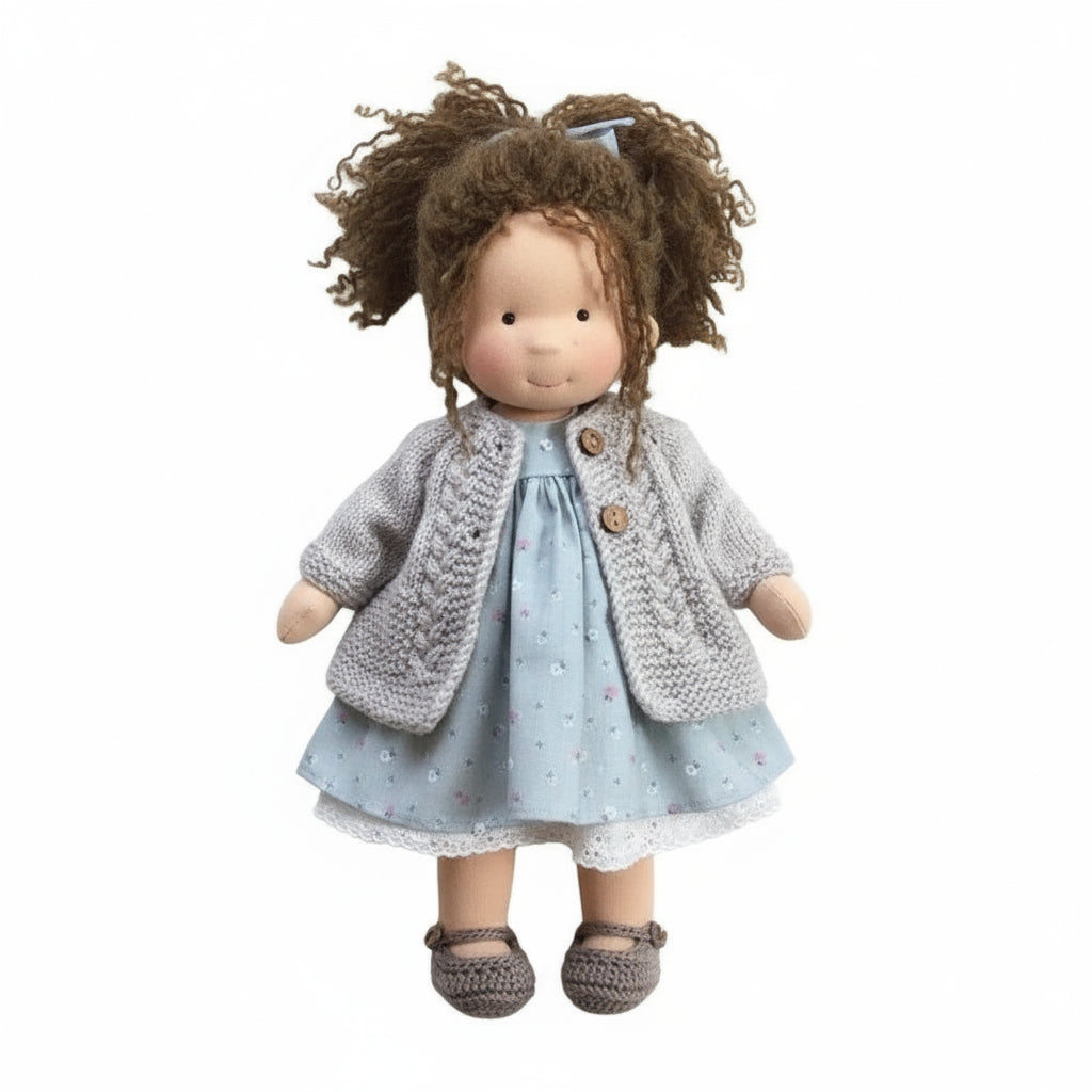 Handmade Waldorf Doll Made of Cotton 28 cm – Soft and Cute for Creative Play