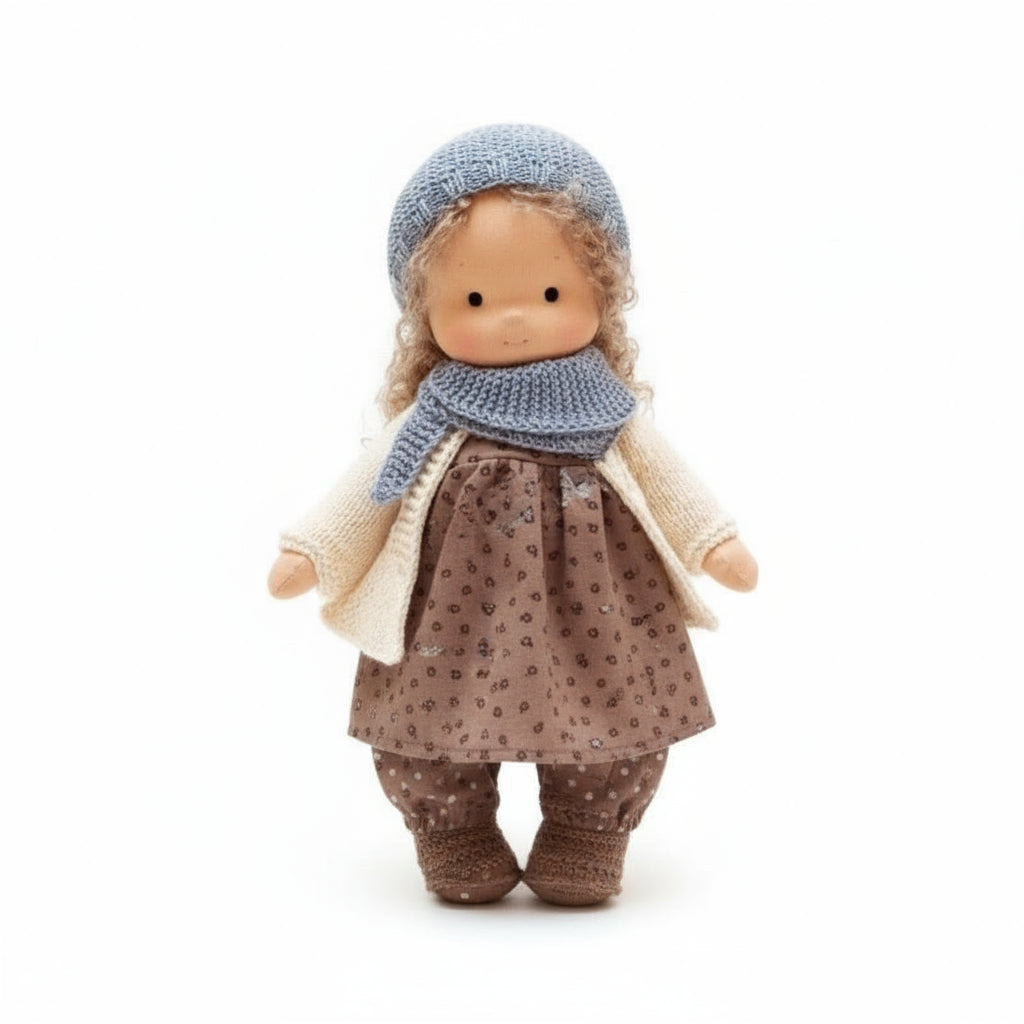 Handmade Waldorf Doll Made of Cotton 28 cm – Soft and Cute for Creative Play