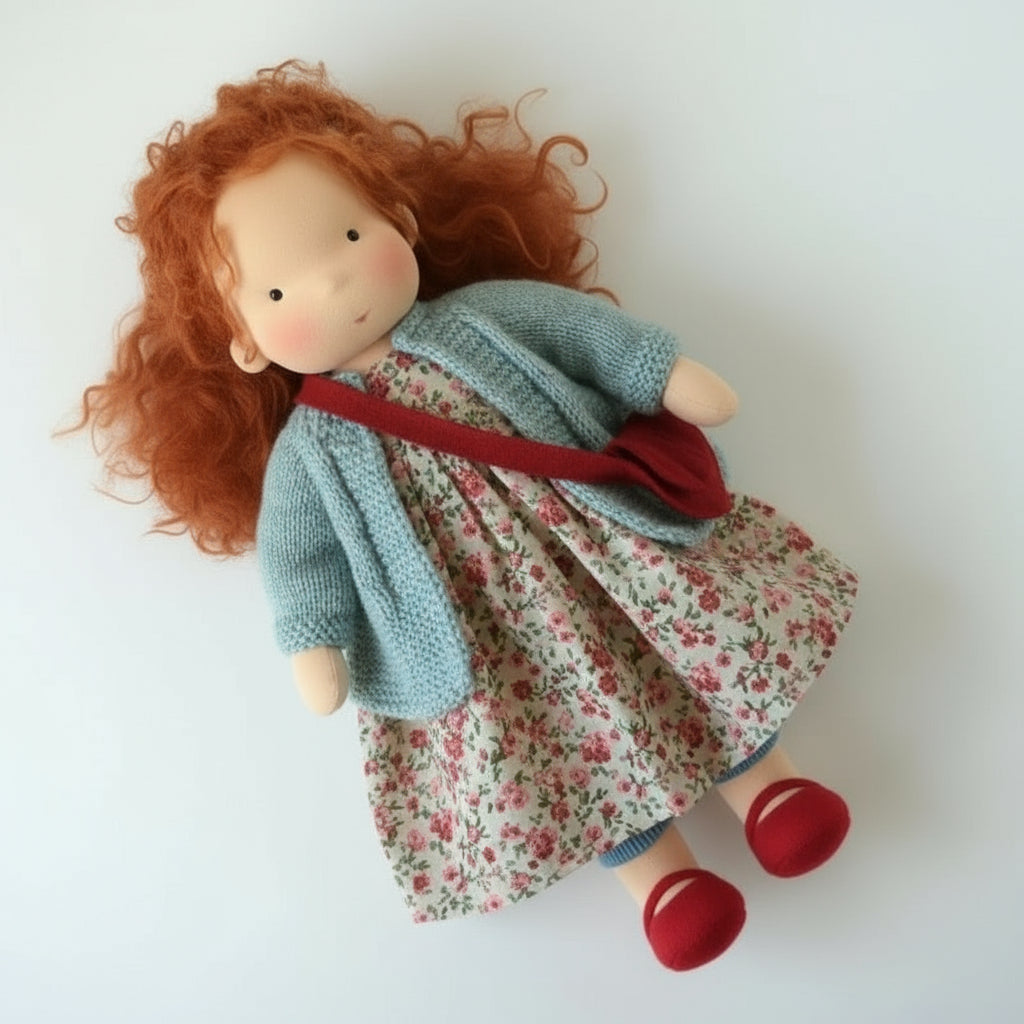 Handmade Waldorf Doll Made of Cotton 28 cm – Soft and Cute for Creative Play