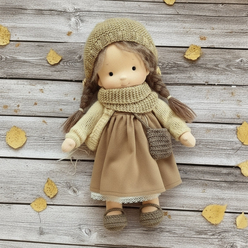 Handmade Waldorf Doll Made of Cotton 28 cm – Soft and Cute for Creative Play