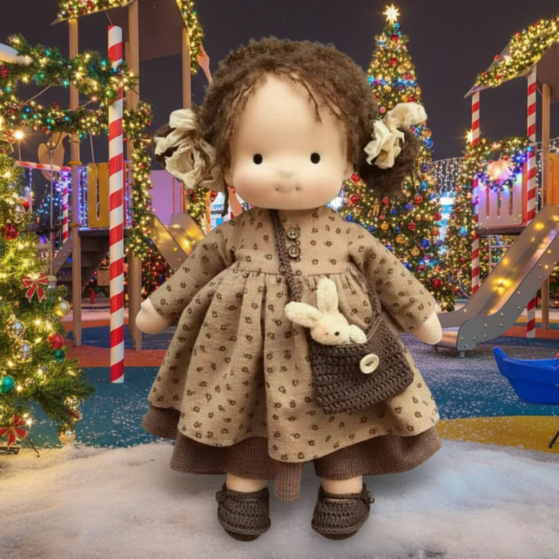 Handmade Waldorf Doll Made of Cotton 28 cm – Soft and Cute for Creative Play