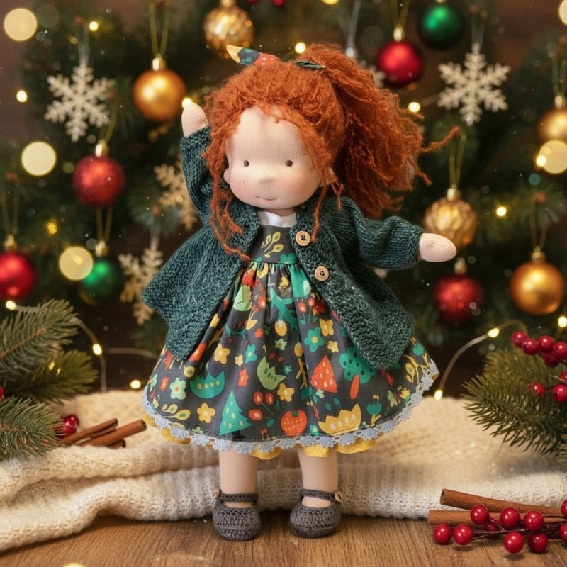 Handmade Waldorf Doll Made of Cotton 28 cm – Soft and Cute for Creative Play