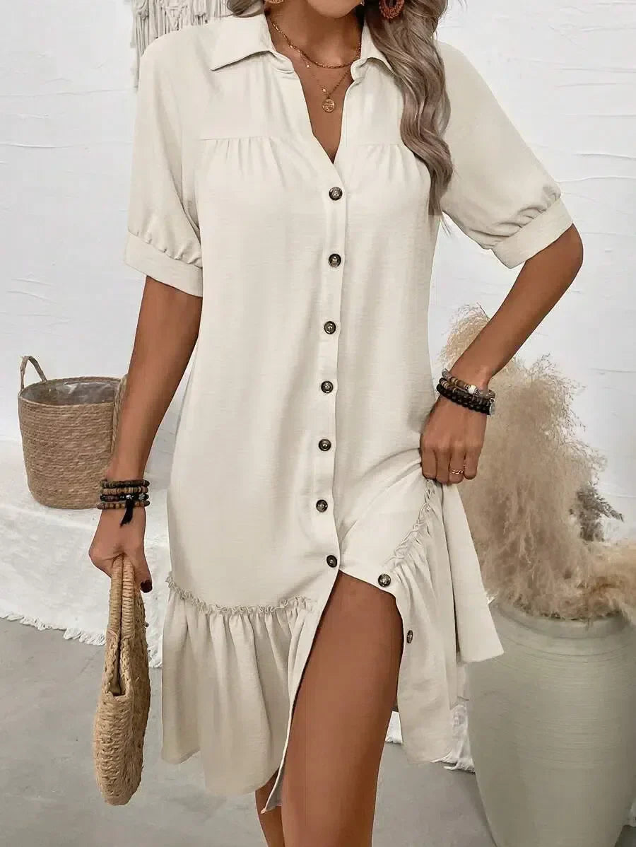 Image of Hazel | Women's Button-Front Mini Dress