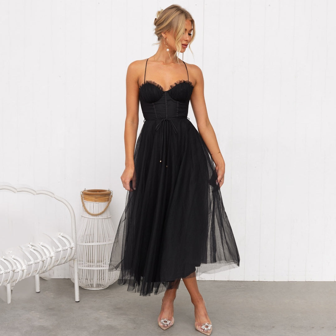 Image of Hazel | Women's Spaghetti Strap A-Line Midi Dress