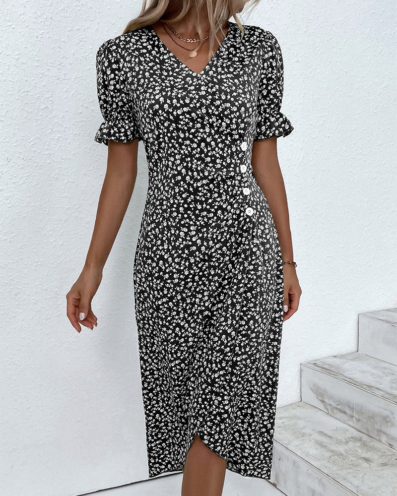 Image of Heather | Women's Floral Wrap Midi Dress