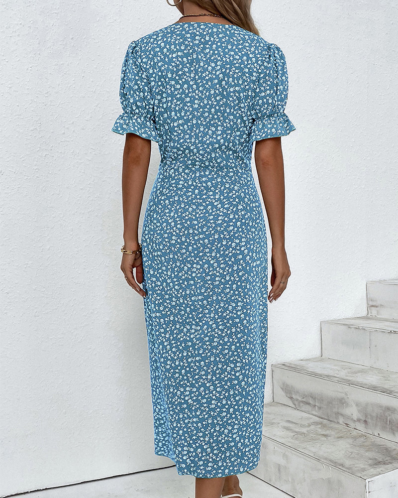 Image of Heather | Women's Floral Wrap Midi Dress
