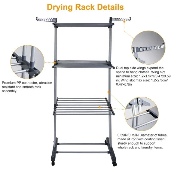 Heavy-Duty Folding Rolling Clothes Rack