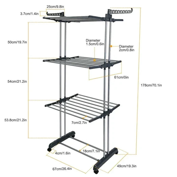 Heavy-Duty Folding Rolling Clothes Rack
