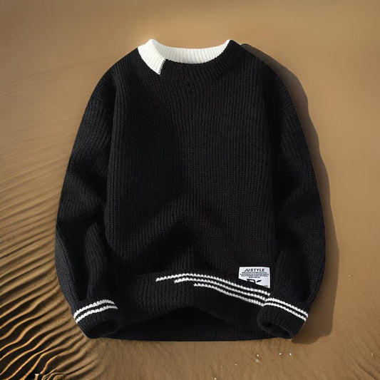 Image of Herbert | Men's Striped Trim Crewneck Sweater