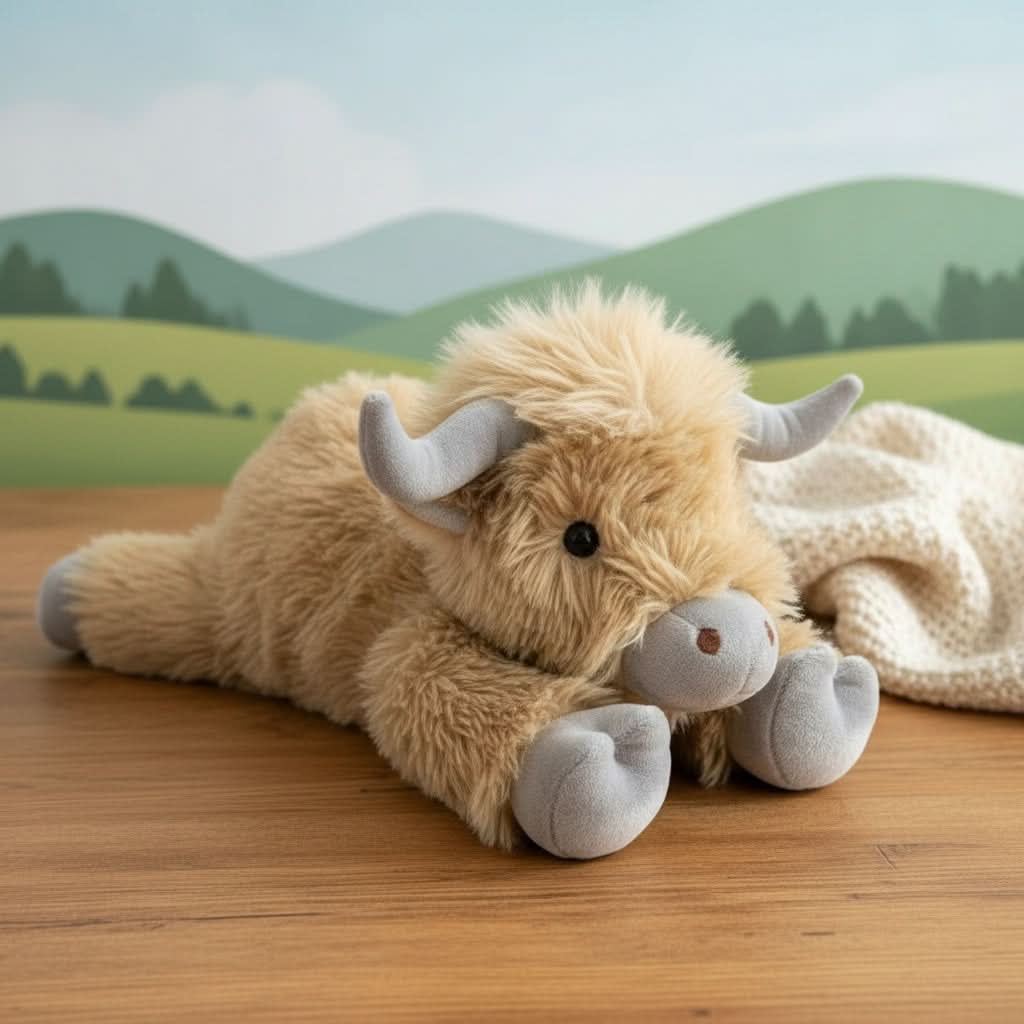 Highland Plush Cow – Soft Toy for Children and Adults, Realistic Design, Safe Materials