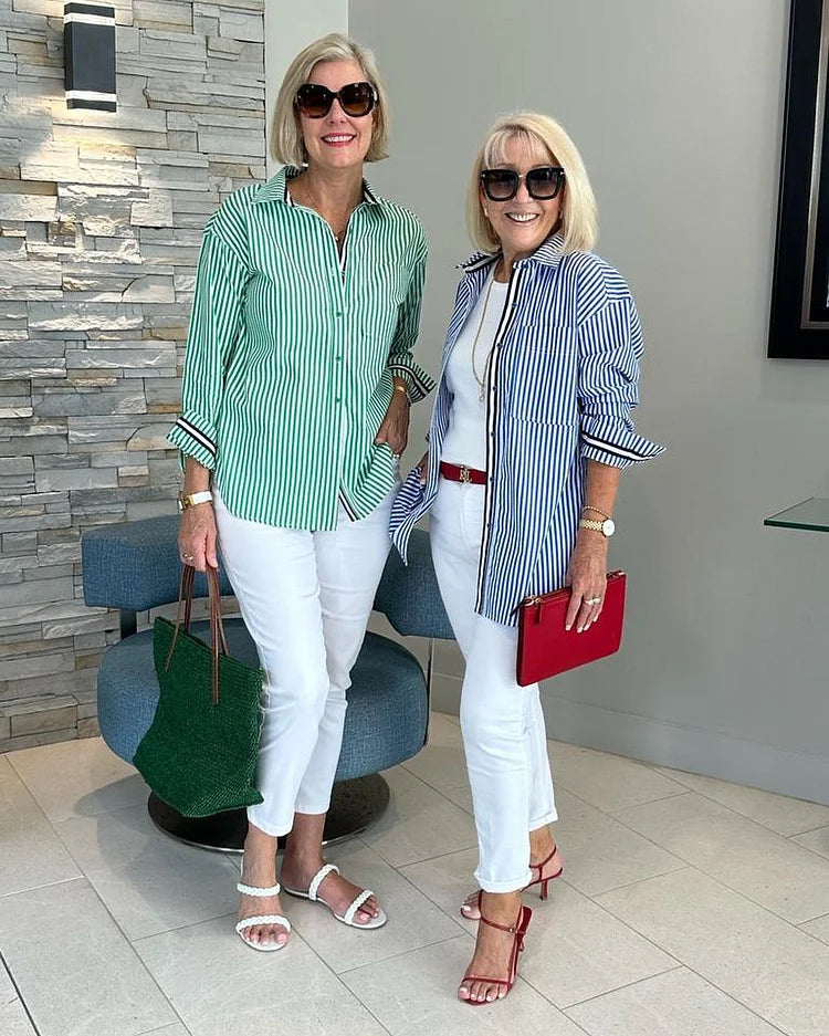 Image of Holly | Women's Button-Down Striped Shirt