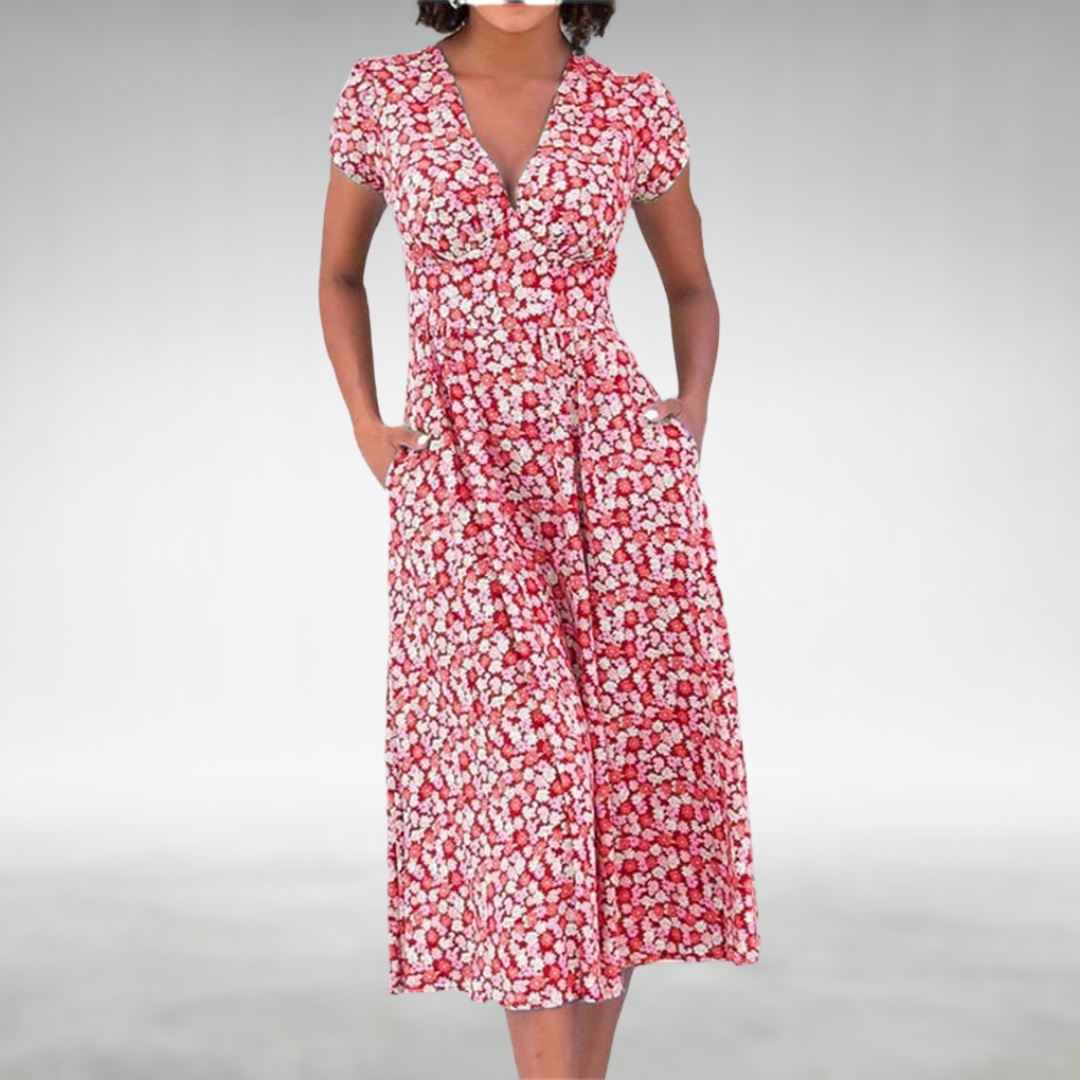 Image of Holly | Women's Floral Print A-Line Midi Dress