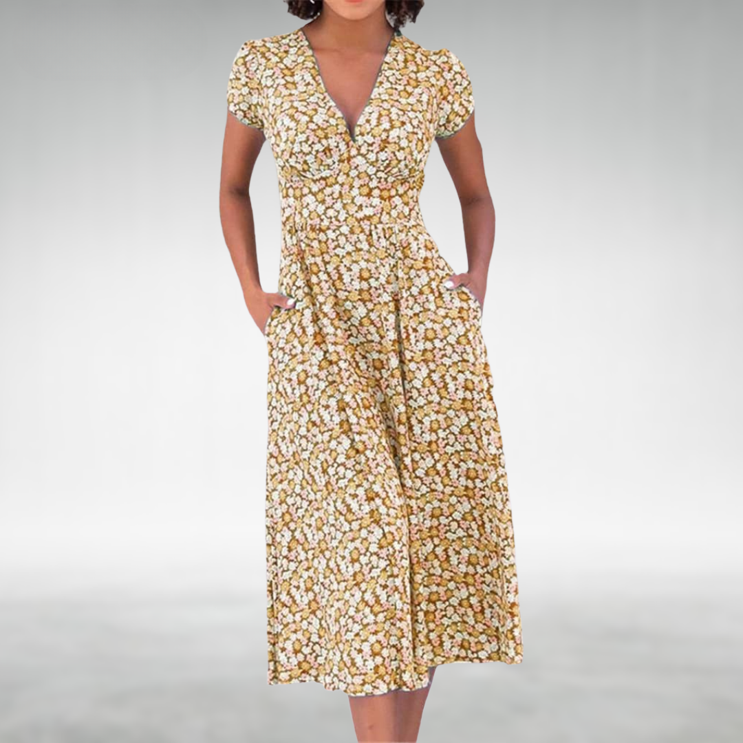 Image of Holly | Women's Floral Print A-Line Midi Dress