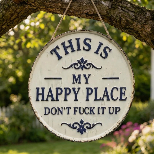 Hollyfield™ – Vintage Metal Happy Place Sign