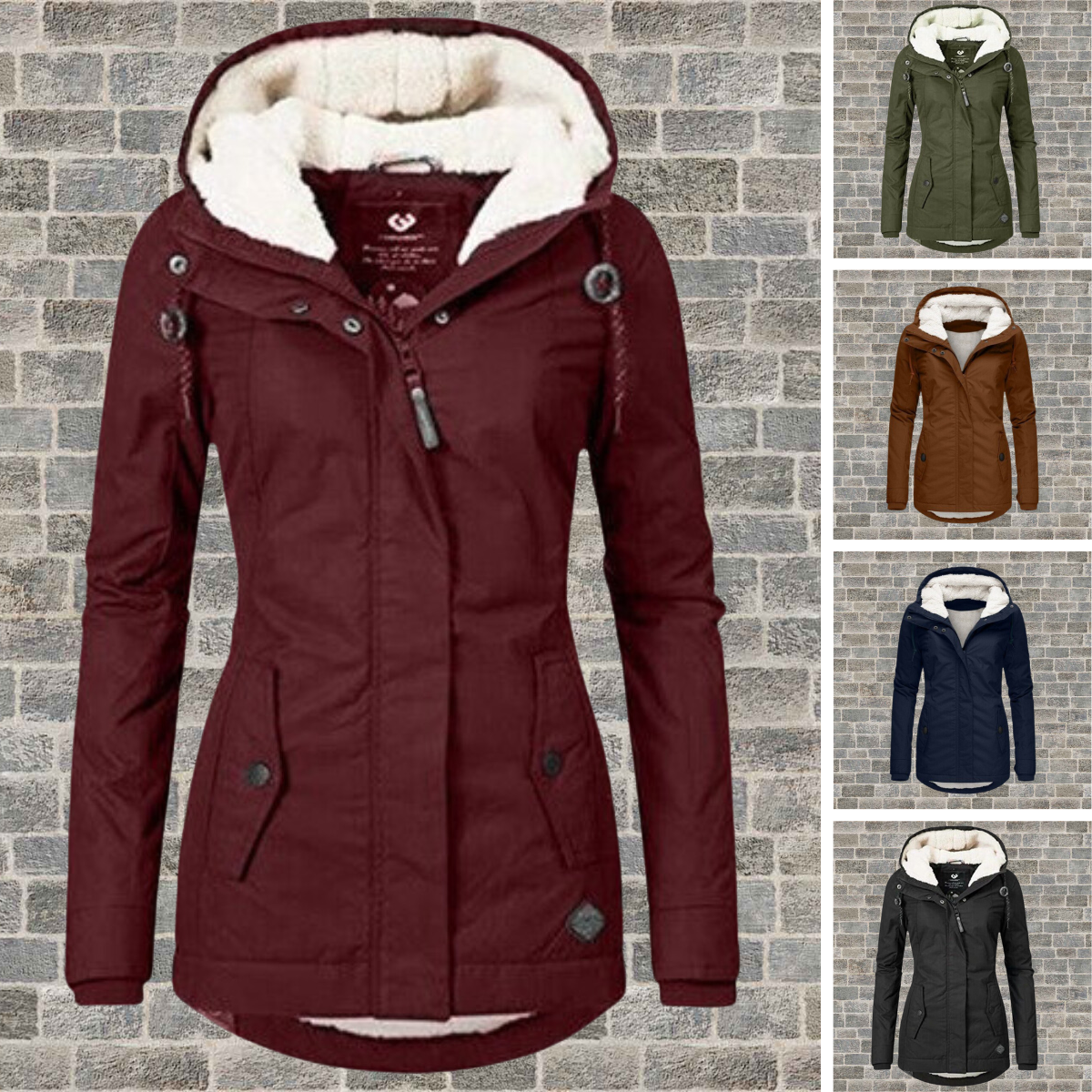 Hooded Pleated Cotton Winter Coat