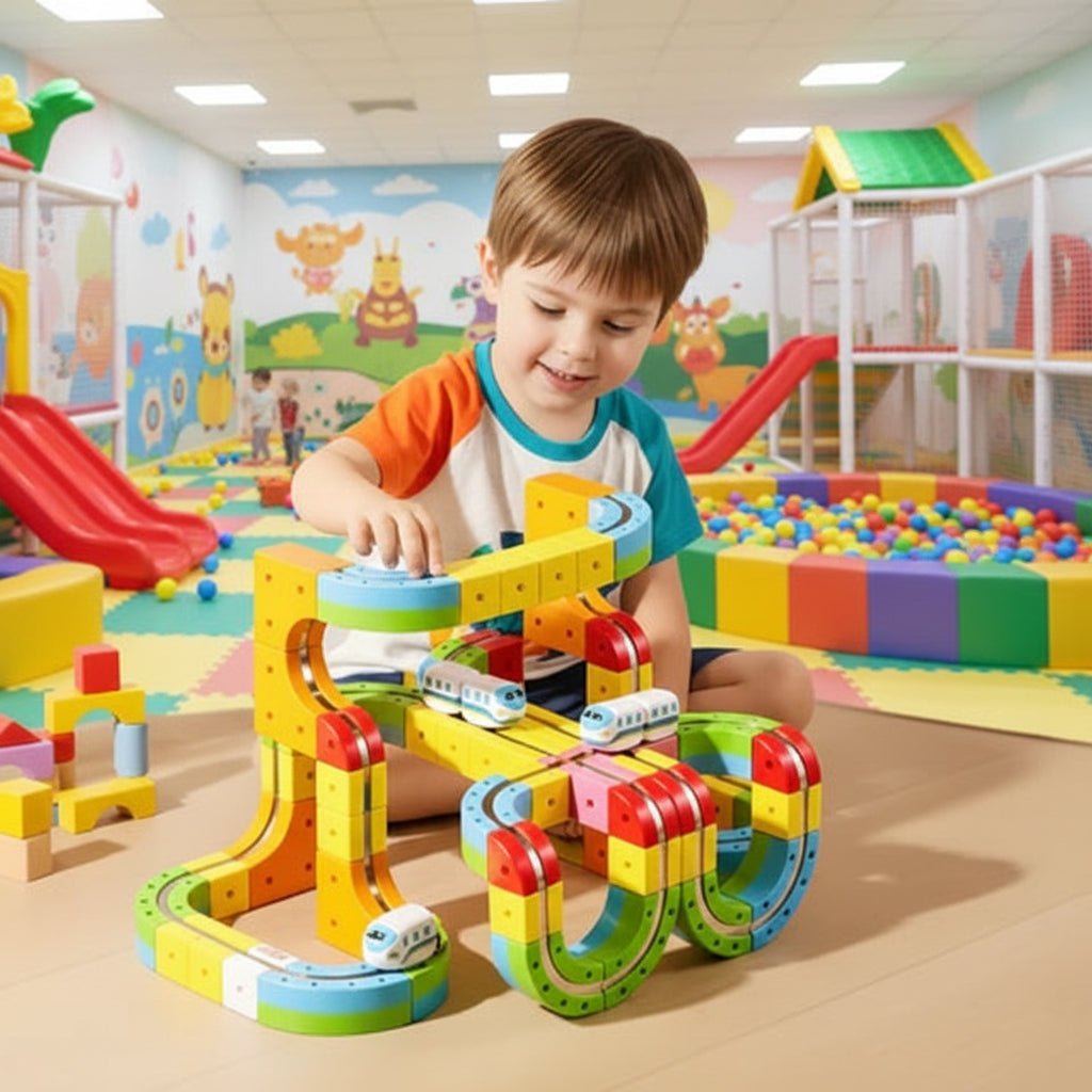 Innovative 3D Train Building Set for Kids – Modular System with Rechargeable Locomotive, High-Quality ABS Material