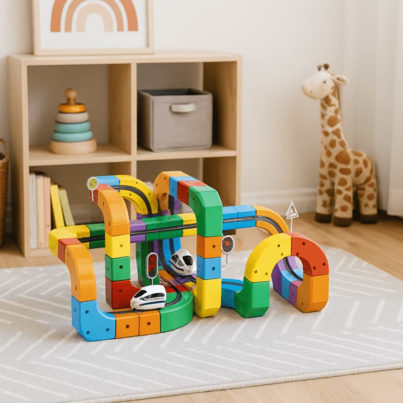 Innovative 3D Train Building Set for Kids – Modular System with Rechargeable Locomotive, High-Quality ABS Material