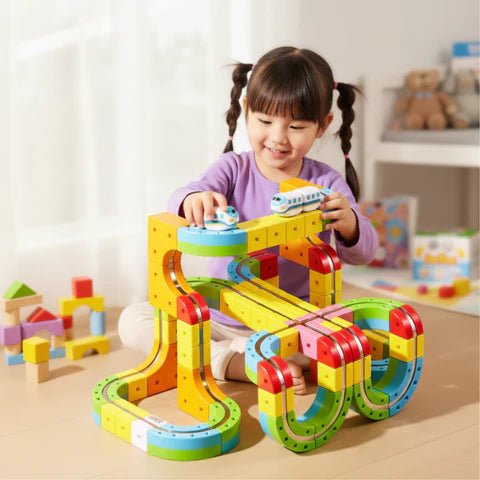 Innovative 3D Train Building Set for Kids – Modular System with Rechargeable Locomotive, High-Quality ABS Material
