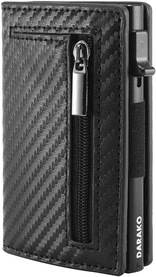 Intelligent RFID Blocking Wallet with Quick Card Access – Genuine Leather and Compact Aluminum Design