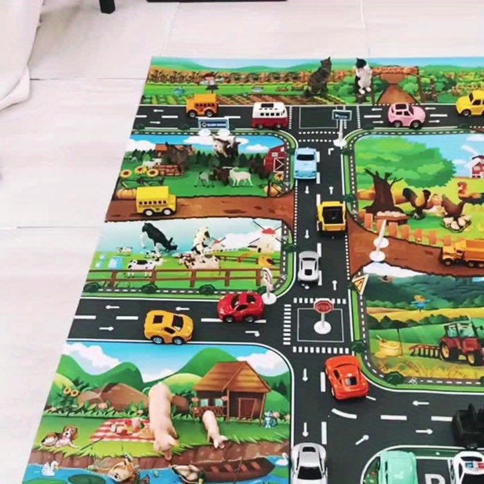 Interactive Play Mat – for children – colorful design with farm and traffic themes – educates and entertains – stimulates imagination and creativity – perfect for floor play