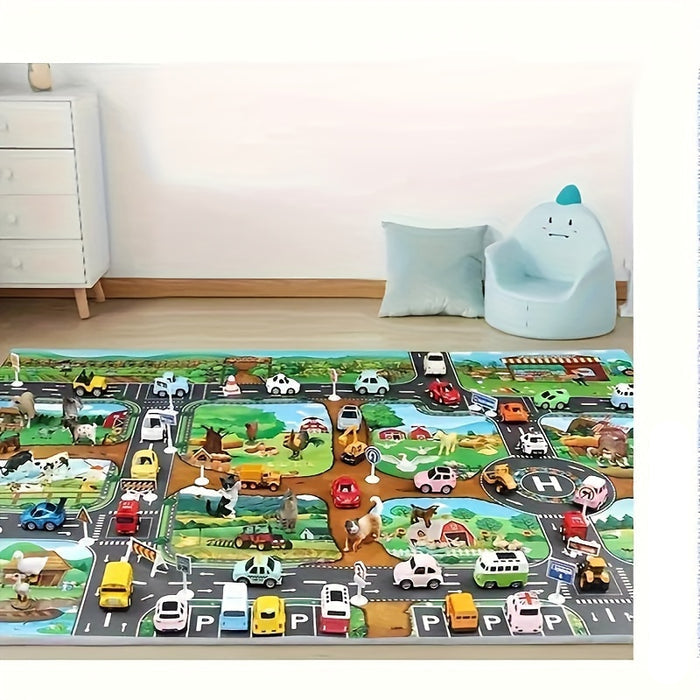 Interactive Play Mat – for children – colorful design with farm and traffic themes – educates and entertains – stimulates imagination and creativity – perfect for floor play