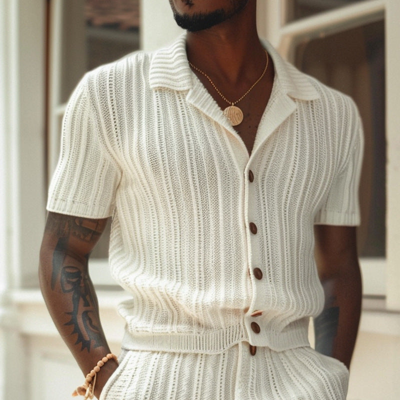 Image of Isaac | Men's Button-Down Short Sleeve Shirt Set