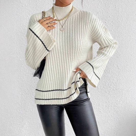 Image of Isabella | Women's Turtleneck Ribbed Knit Sweater
