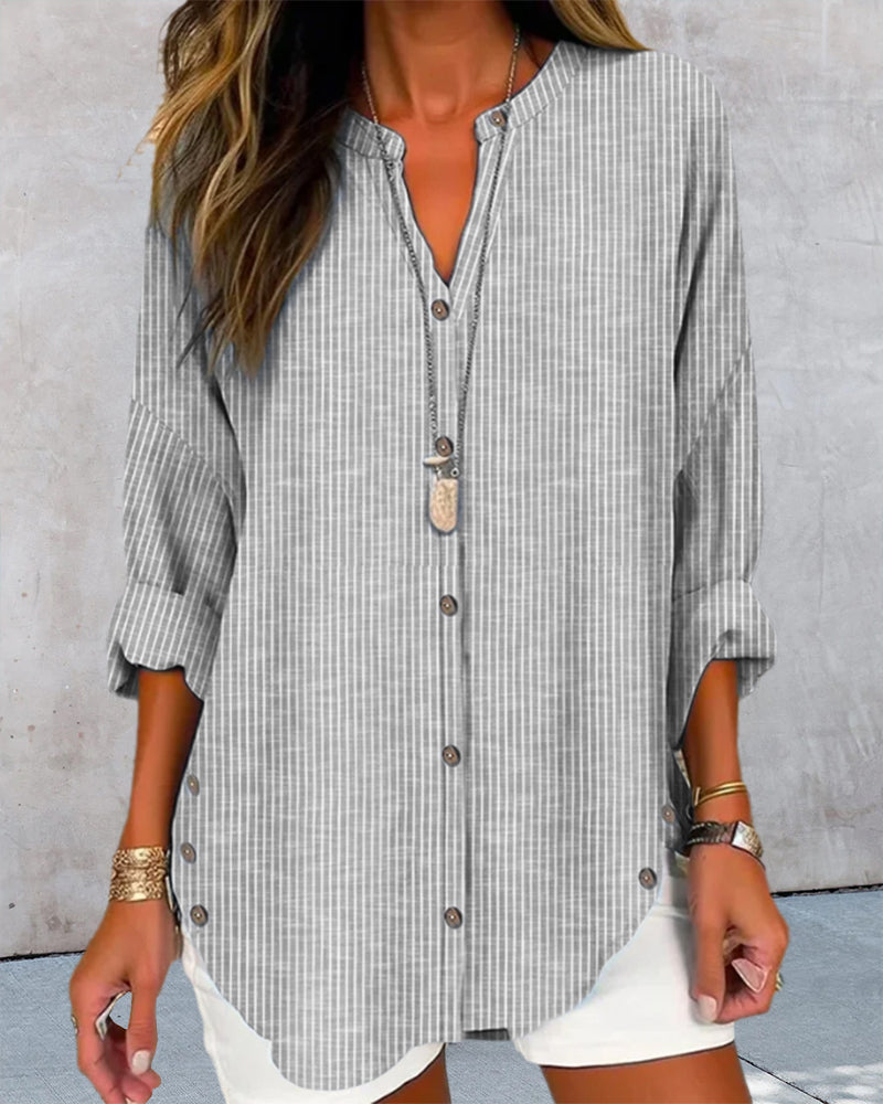 Image of Jane | Women's Button-Down Striped Blouse