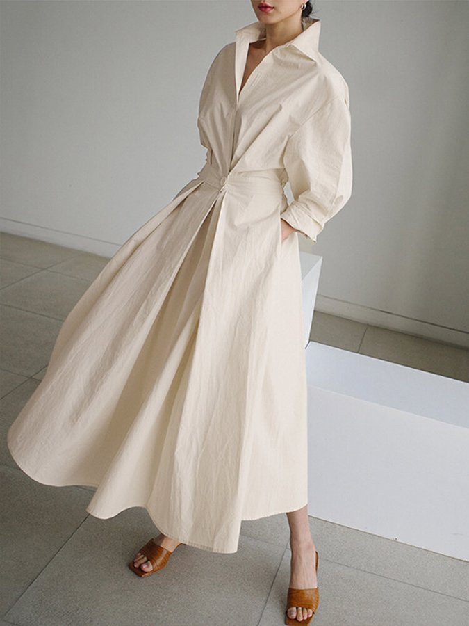 Image of Jane | Women's Collared A-Line Midi Dress