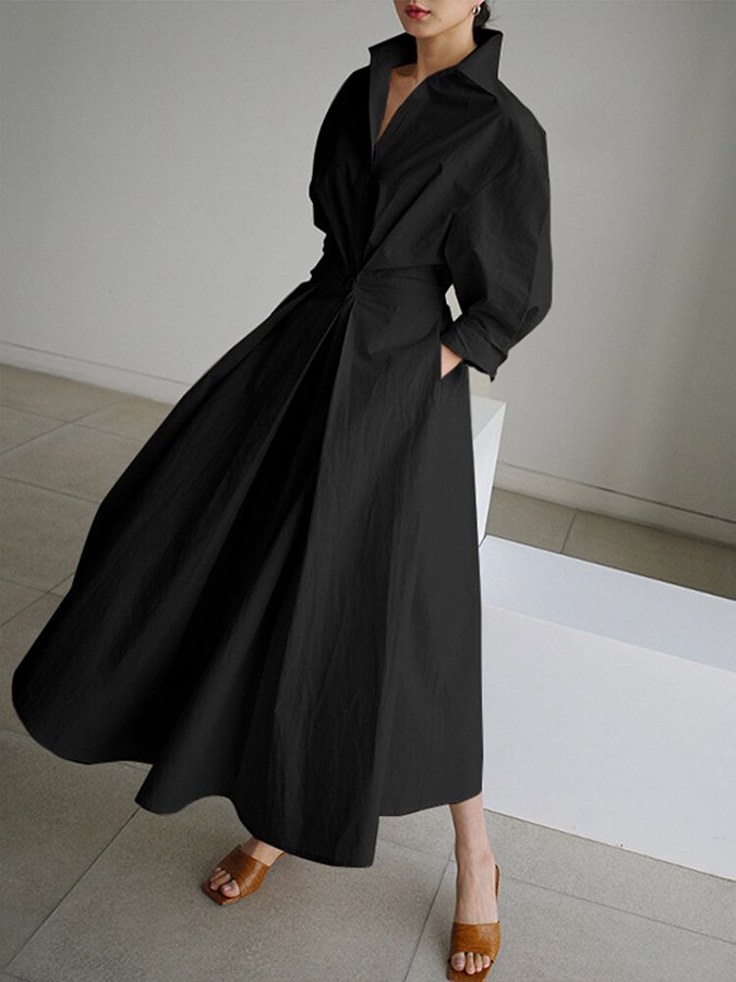 Image of Jane | Women's Collared A-Line Midi Dress
