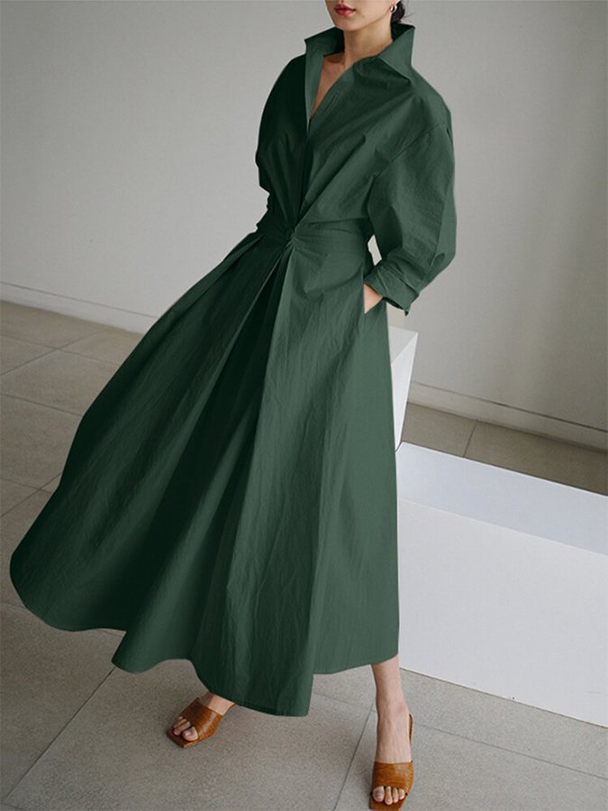 Image of Jane | Women's Collared A-Line Midi Dress