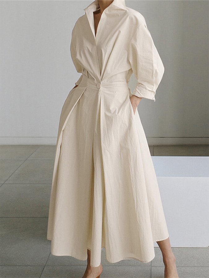 Image of Jane | Women's Collared A-Line Midi Dress
