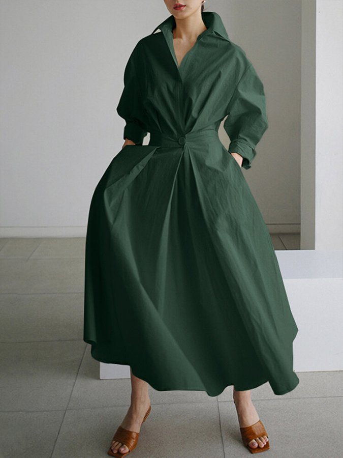 Image of Jane | Women's Collared A-Line Midi Dress