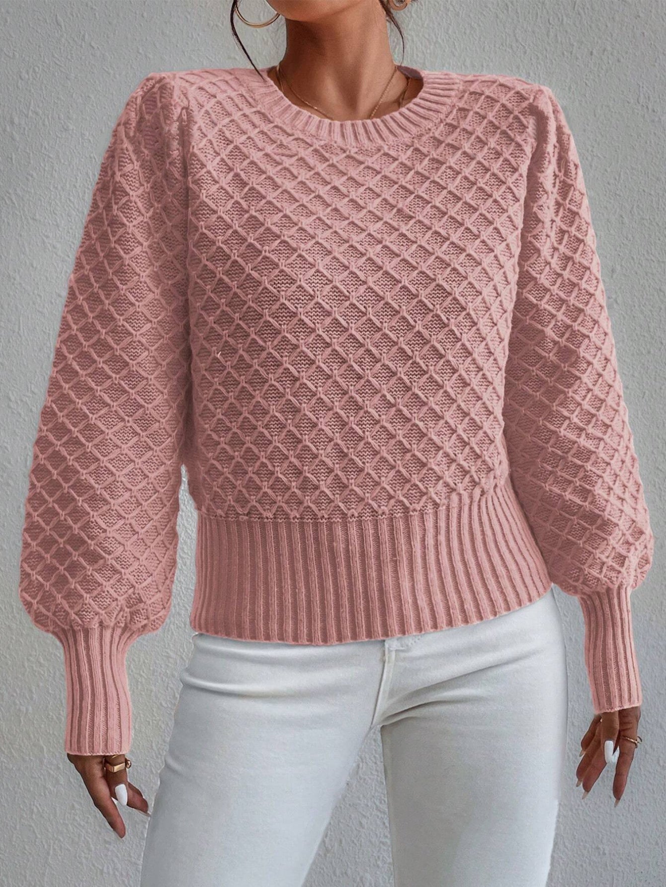 Image of Janine | Women's Textured Knit Long Sleeve Sweater