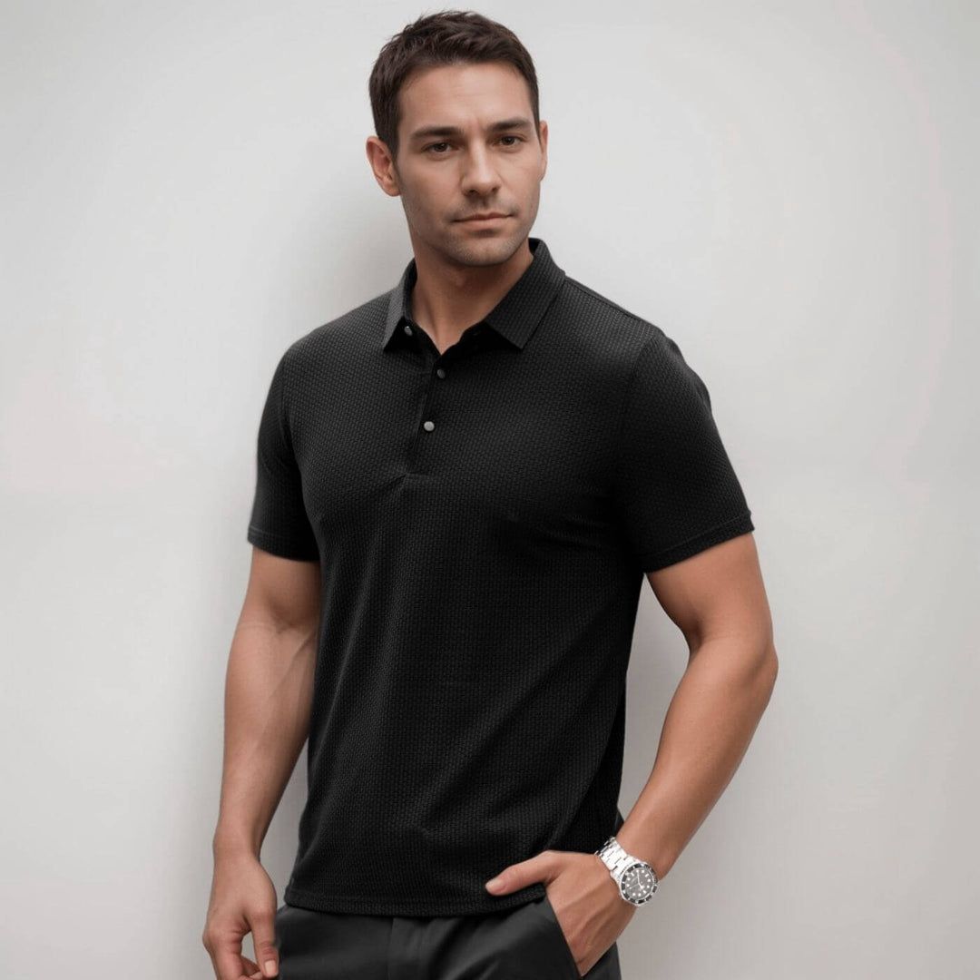 Image of Jaxon | Men's Textured Short Sleeve Polo Shirt