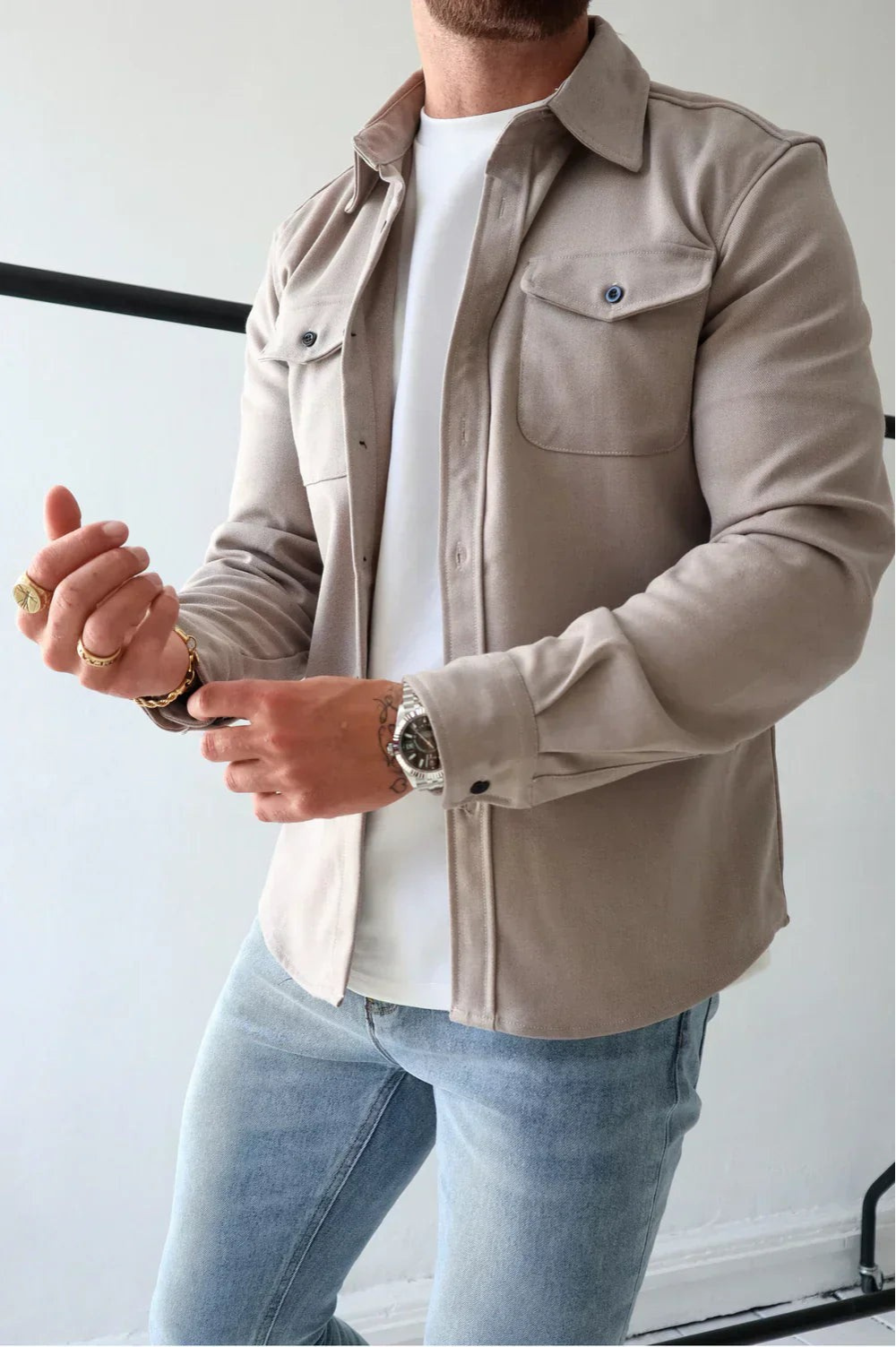 Jay | Men's Button-Down Long Sleeve Shirt Jacket - Image 1