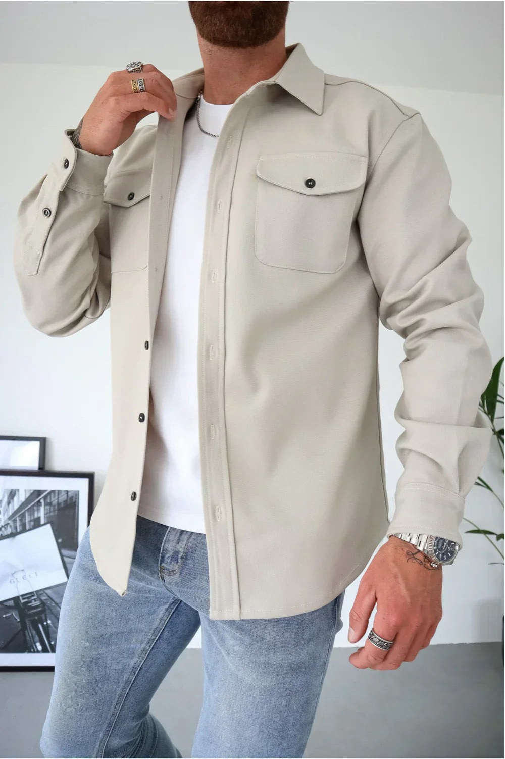 Jay | Men's Button-Down Long Sleeve Shirt Jacket - Image 1