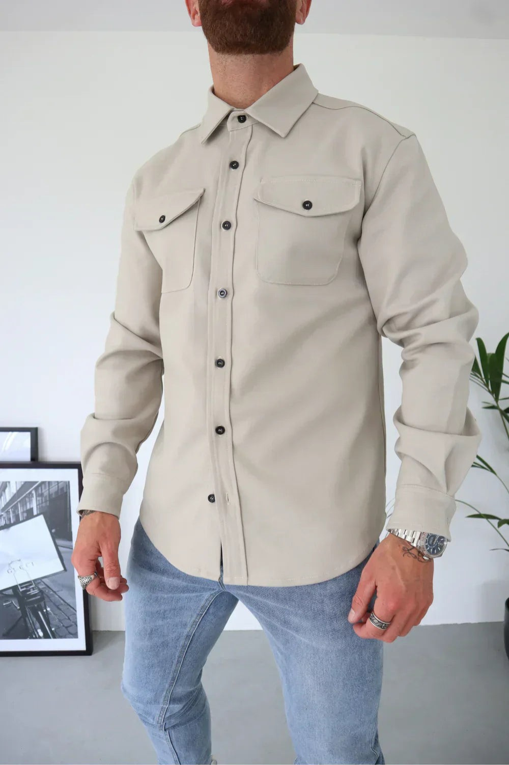 Jay | Men's Button-Down Long Sleeve Shirt Jacket - Image 3