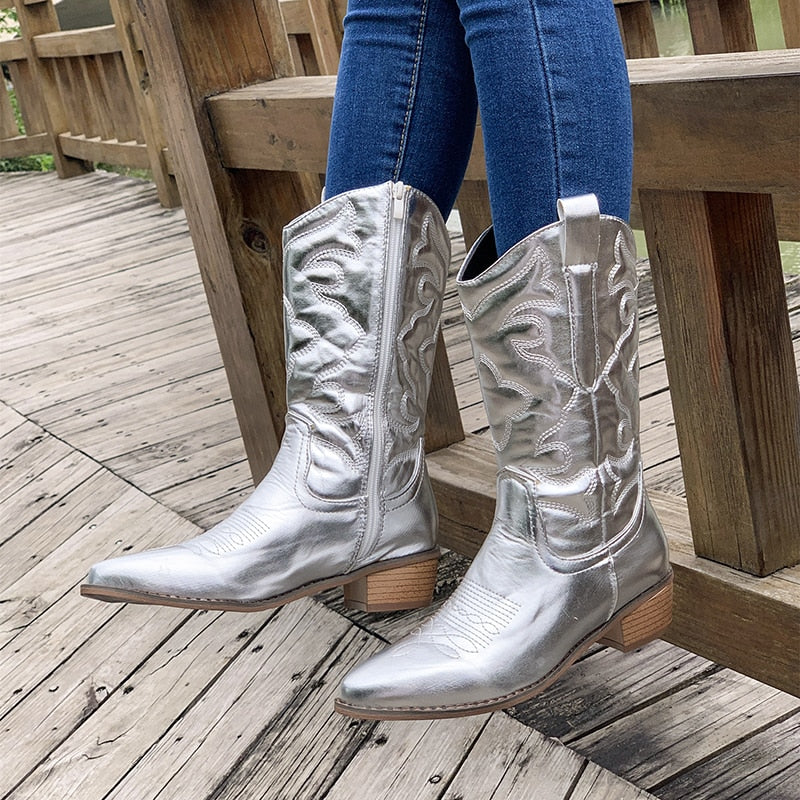 Image of Jeanette | Women's Embroidered Mid-Calf Cowboy Boots