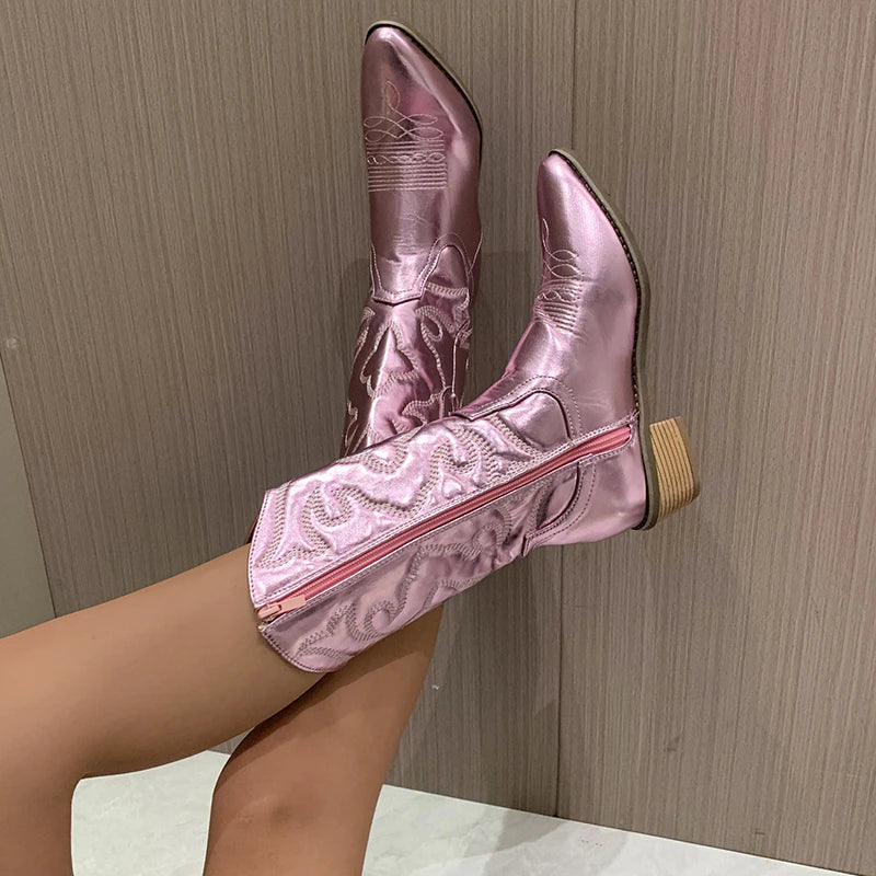 Image of Jeanette | Women's Embroidered Mid-Calf Cowboy Boots