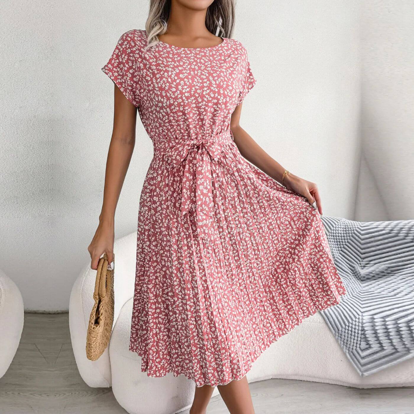 Image of Jennifer | Women's Pleated A-Line Midi Dress