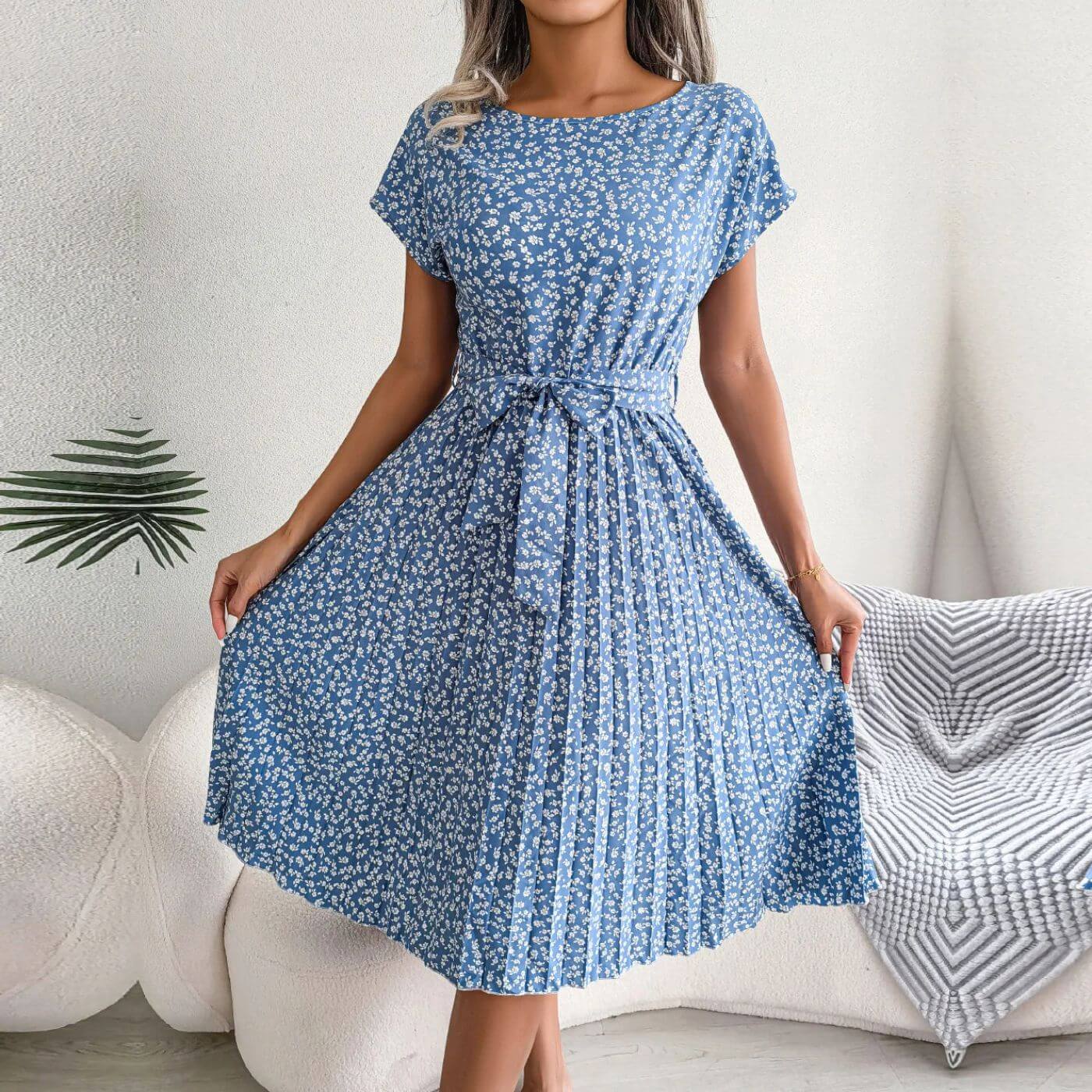 Image of Jennifer | Women's Pleated A-Line Midi Dress