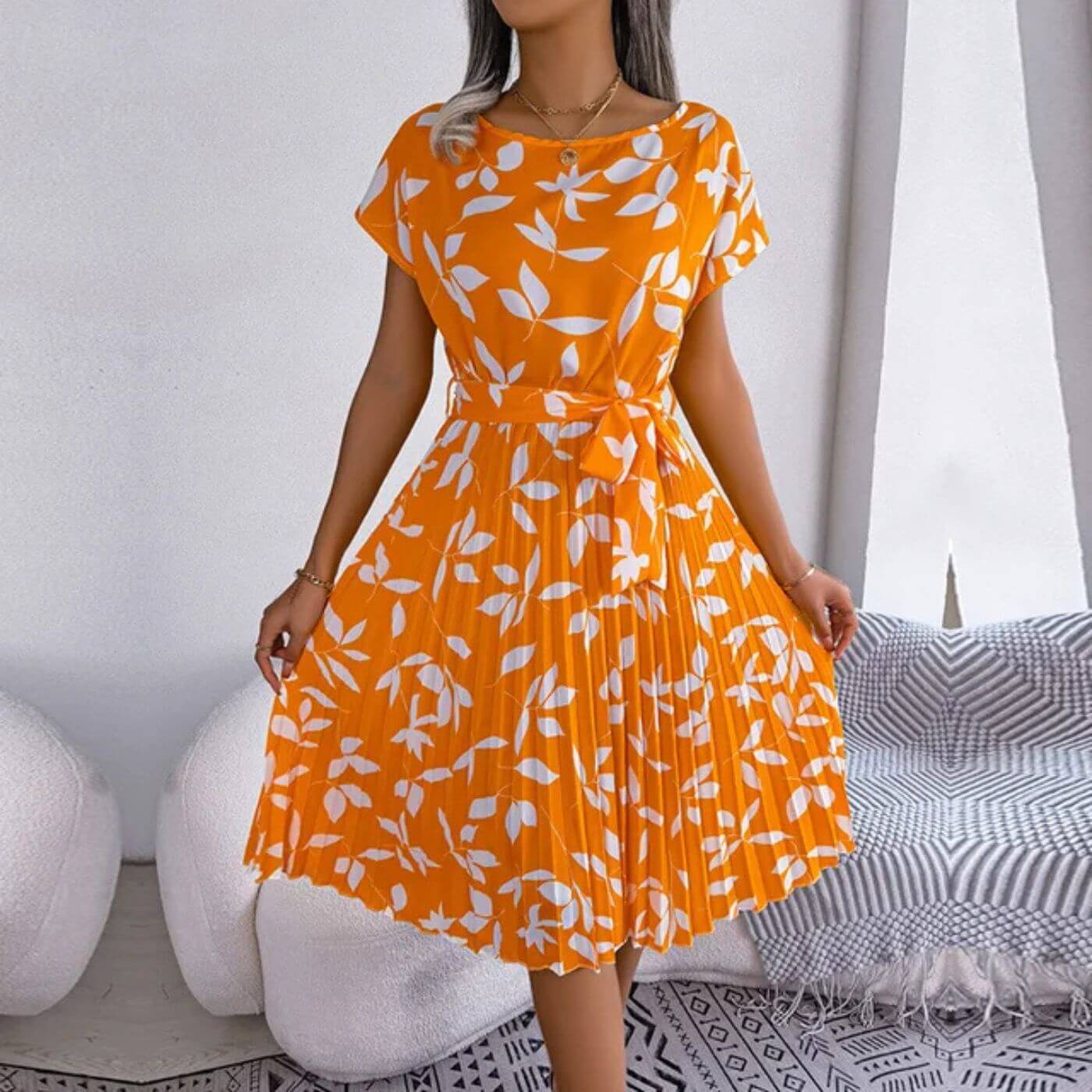 Image of Jennifer | Women's Pleated A-Line Midi Dress
