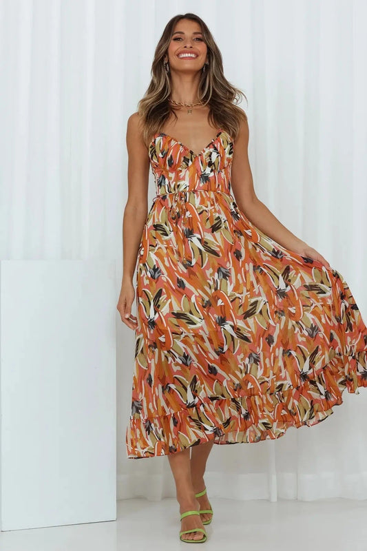 Image of Jocelyn | Women's Spaghetti Strap A-Line Midi Dress